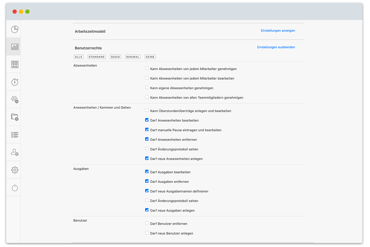 Projektcontrolling Benutzerrechte